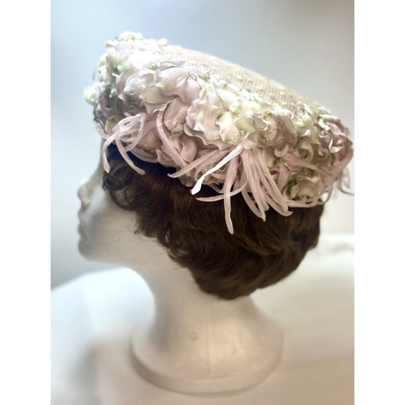 1960's Original Antique Retro Ladies Flower Floral‎ Vintage  Hat - Picture 6 of 10